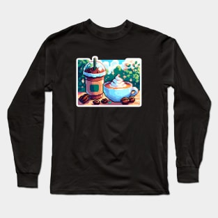 Coffee Poster Cup Cafe Vintage Retro Long Sleeve T-Shirt